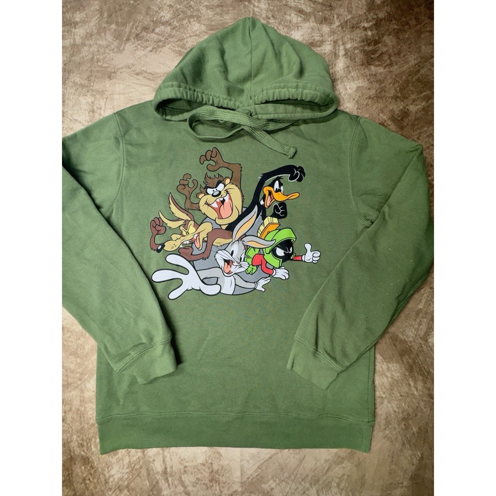 Looney Tunes Bugs Taz Daffy Long Sleeve Pullover Hoodie Youth Kids Size Large